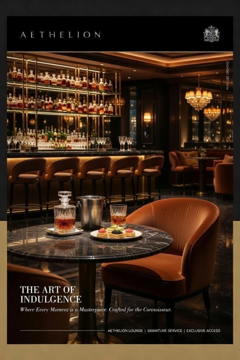Aethelion Lounge hospitality visual featuring an upscale members bar interior.
